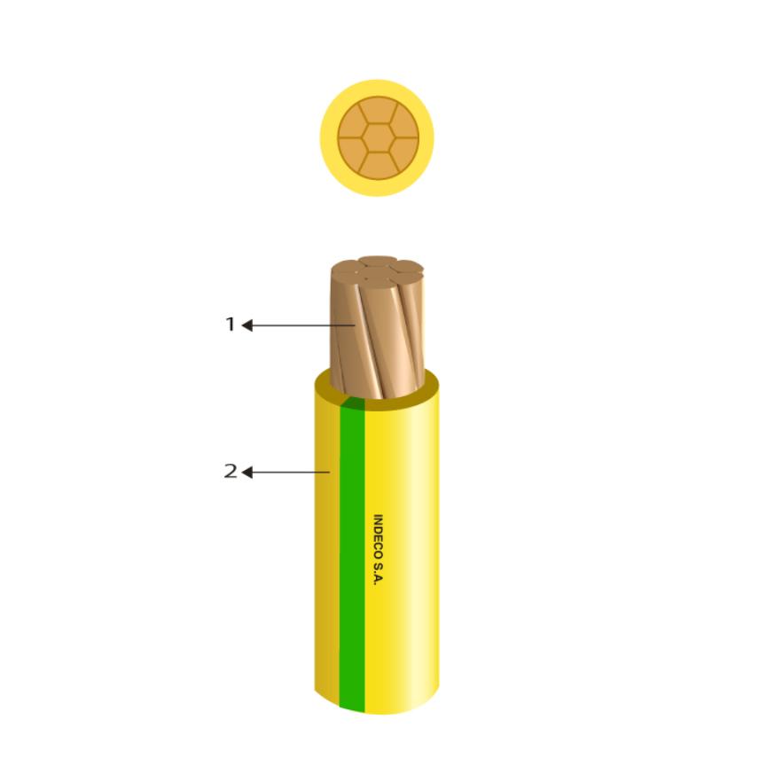 THW-90 450/750 V  up to and including 10 mm2; Grounding conductor